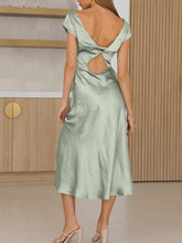 Boat Neck Cap Sleeve Midi Dress